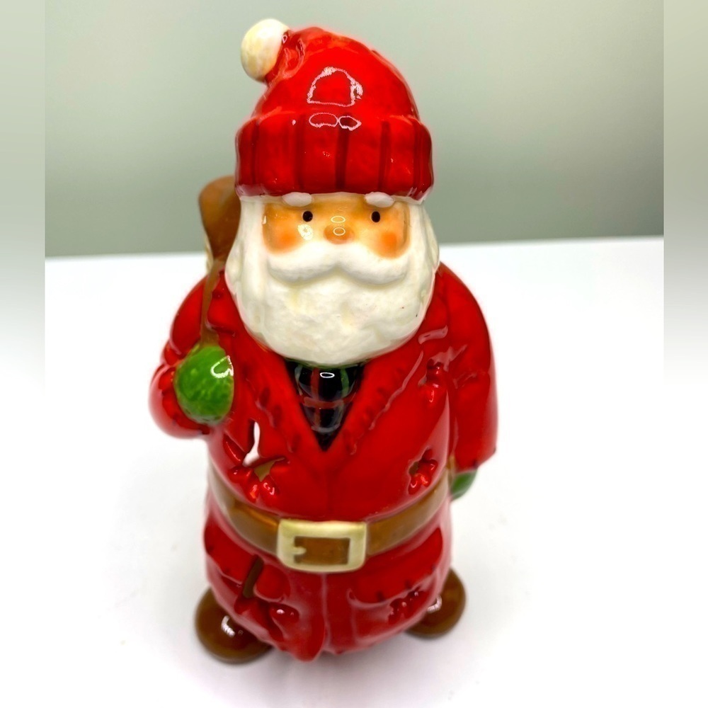 Hallmark Ceramic Hiker Santa Claus Tea Light Holder